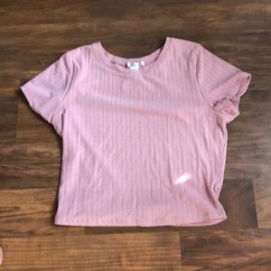 Pink ribbed crop top